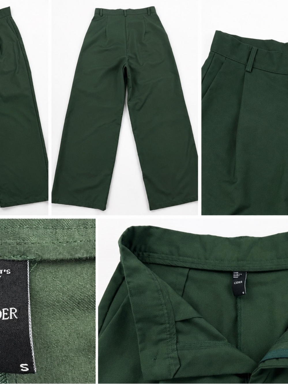 Cider Forest Green High Waisted Wide Leg Trousers • Size Small - Picture 5 of 9